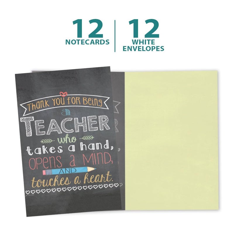 Tree-Free Greetings EcoNotes 12-Count Notecard Set With Envelopes, 4 x 6 Inches, Teacher Mind and Heart Themed Teacher Gift Art (56219) - Image 5
